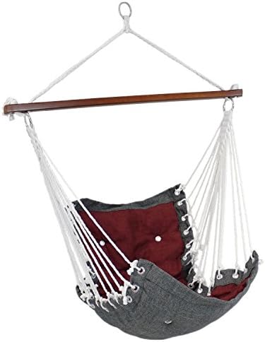 Sunnydaze Tufted Victorian Large Hanging Hammock Chair - Sturdy 300 Pound Capacity - Red