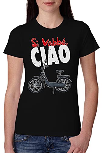 Si Vabbè Ciao Solo Parole 3501 Lady t-shirt femme noir en coton S