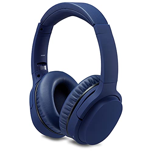 iLive Electronics Active Noise Cancellation Bluetooth Headphones, Adjustable Headband, Includes 3.5mm Audio Cable, Blue (IAHN40IND)