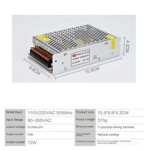Transformateur 24V 72W alimentation à découpage LED 3A courant continu - 2