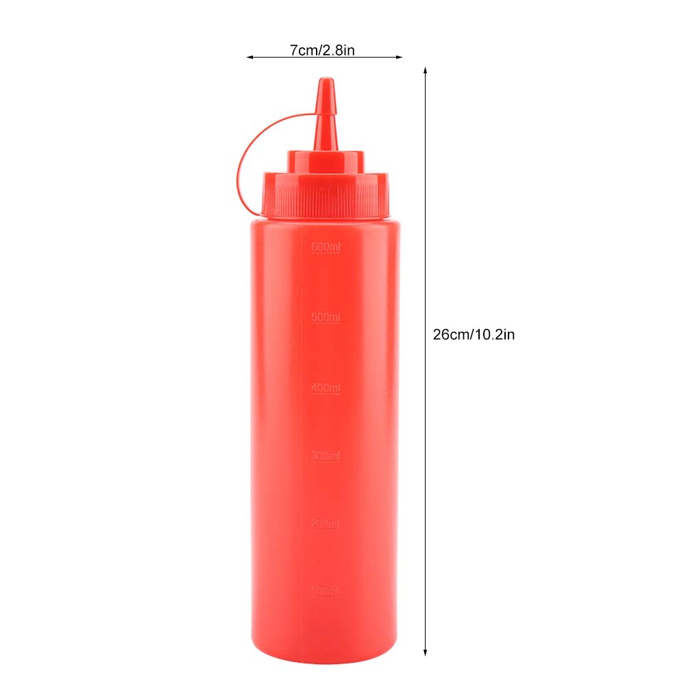 Bouteilles Vides De Vinaigrette, Bouteilles De Condiments, 720 ML 10 Pièces/Ensemble Distributeur De Condiments en Plastique pour Sauce, Huile, Crème, Vinaigre(Rouge)