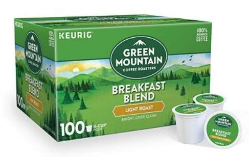 Image of Green Mountain Breakfast Blend Light Roast Coffee K Cups, 100 Count