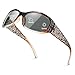 TJUTR Photochromic Polarised Sunglasses Womens with UV400 Protection Adaptive Lens and Rhinestone Decoration Wave Pattern Temple for Driving, Sports & Everyday Use