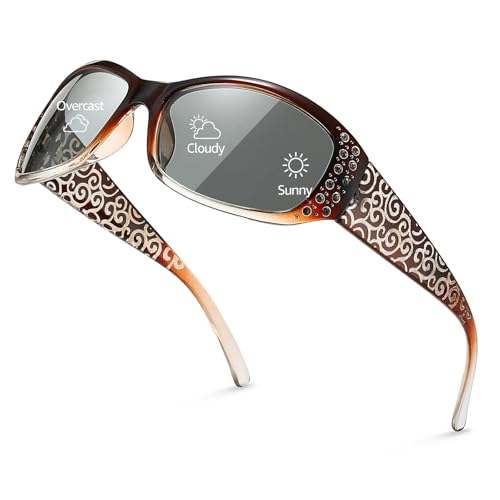 Lunettes de soleil polarisées anti-UV400 avec branches motif ondulé strass élégantes