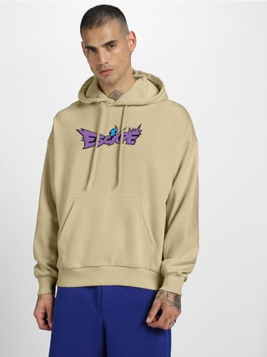 Image of Veirdo Polycotton Spun Oversized Fit Drop Shoulder Hooded Sweatshirt Full Sleeves Back Graphic Printed Jumper Hoodie for Men (Available Sizes: S to 3XL)