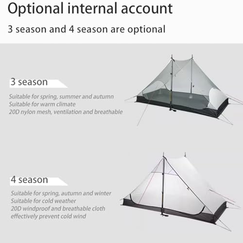 MOXIHIKE 3FULGEAR Lanshan 2 Tent 2 Persoon Ultralight Camping Tent, 3/4 Seizoen Professionele 15D Silnylon Stangloze Tent voor Kamperen, Klimmen, Wandelen - Afbeelding 3