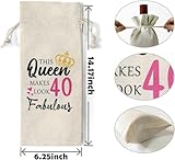 VELENTI 40th Birthday Gifts for Women - Decorative Wine Bag Gift with Witty Quote Cute Female Turning 40 Best Friend, Wife, Mom, Coworker, Sister Red, Champagne - Image 3