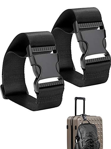 Frienda Add a Bag Luggage Strap Adjustable Suitcase Belt Straps Accessories for Connecting Luggage (Black-2 Pieces)