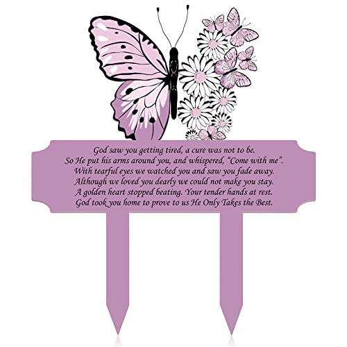 Maitys Memorial Stakes Grave Decorations for Mother's Day Cemetery Grave Plaque Stake Marker Metal Memorial Plaques Sympathy Waterproof Garden Cemetery Decoration Yard Outdoor(Butterfly)
