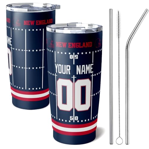 Image of ANTKING New England Tumbler 20 oz Travel Coffee Cup for Men Women Boy Custom Name Number Gifts