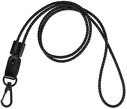 aolaso Lanyard, Leather Braided Badge Lanyard for ID Card Holder Keys Office Adjustable Lanyard with Strong Metal Clasp Keychain Holder Neck Strap for Men& Women (Black)