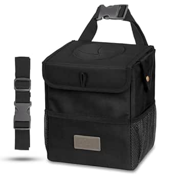 Creathing 2 Gallon Car Trash Can With Lid - Detachable Lining, Hanging Or Floor Bin For Car, Truck, SUV