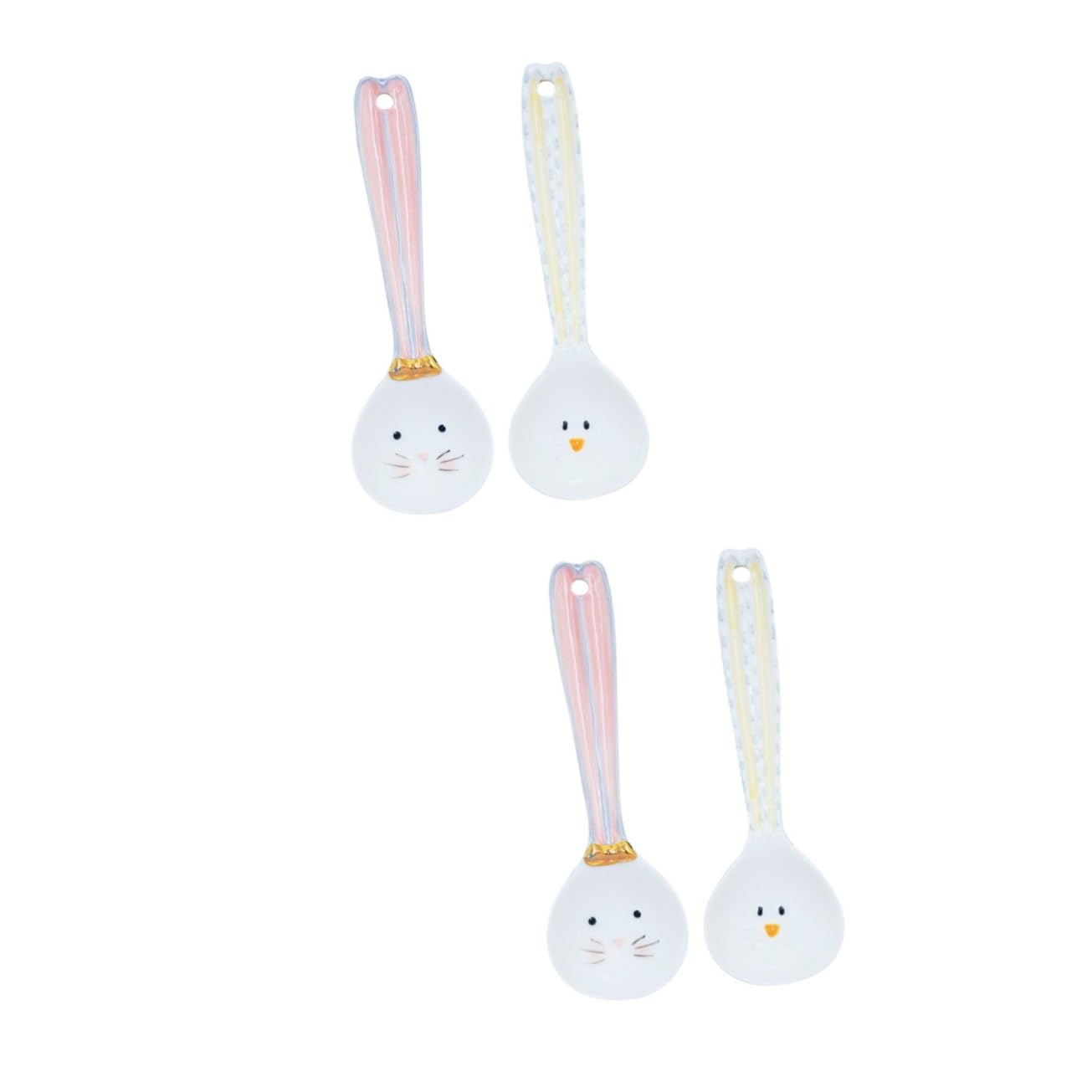 MAGICLULU 4piezas Cucharas De Cerámica Para Café y Sopa De Diseño De Dibujos Animados Utensilios Para Mezclar Bebidas y Servir Postres
