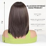 Esmee Krótka Prosta Brązowa Peruka Bob z Zasłoniętymi Grzywkami Długość do ramion Naturalna Peruka Syntetyczna Codzienna Impreza Cosplay Peruki dla Kobiet