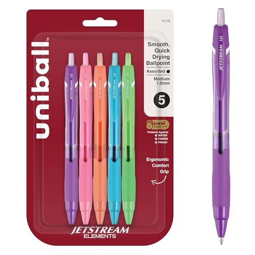 Bolígrafos de tinta surtida Jetstream Elements 0.7 mm, pack de 5 unidades para papelería escolar