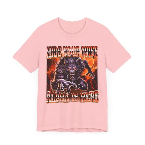 T-shirt Alpha Werewolf rose 3XL chemise meme cringe ironique pour homme et femme