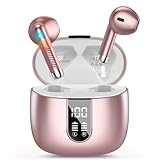 イヤホン bluetooth ワイヤレス【2025最新ブルートゥース イヤホン】Bluetooth5.4 ENC通話ノイズキャンセリングHiFi音質 ブルートゥースイヤホン 長時間再生 自動ペアリング 最大40時間再生タッチコントロール LEDディスプレイ Type-C充電 IPX7防水HiFi小型/軽量 iOS/Android適用 WEB会議通勤/通学/音楽/ゲーム ローズゴールドヘッドフォン