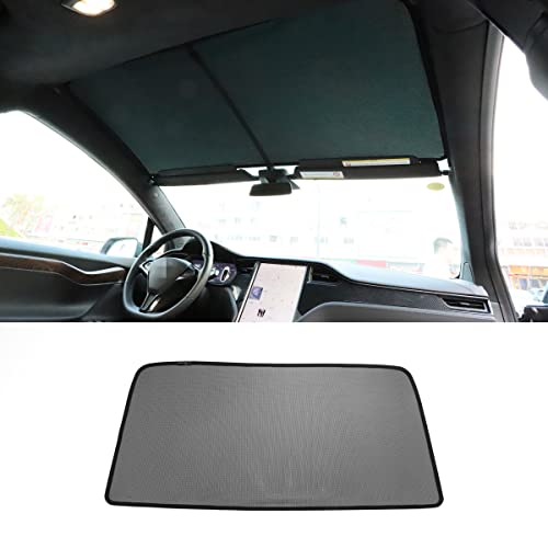 LUCKEASY Front Shading Net for Tesla Model X Glass Roof Sunshade Car Skylight Blind Shading Net (MX-GA33L A)