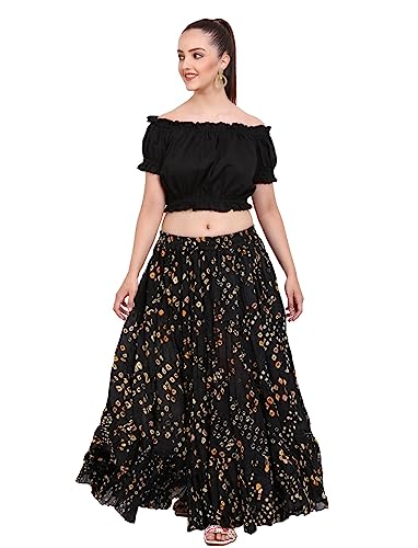 Wevez Ats 25 Yard Tribal Belly Dance Polka Dot Jaipur Skirt (Black) #TOP5
