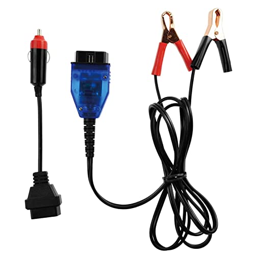 allsun Car Memory Saver OBD 2 Battery Saver Vehicle ECU Emergency Power Supply Cable Car Battery Memory Saver with Alligator Clip-on 12V Car Battery Cigarette Lighter Power Extension Socket EM2284 Cover
