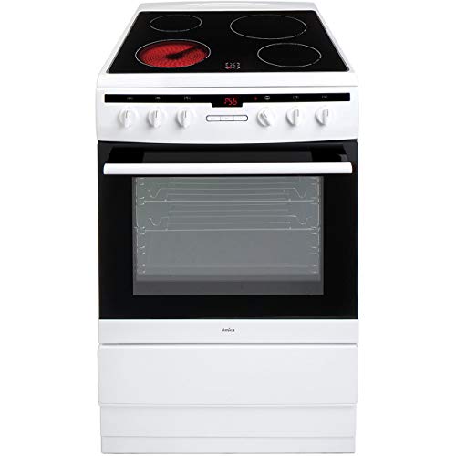 Amica 608CE2TAW Freestanding Ceramic Top Cooker, 65 Litre, 60 cm, White