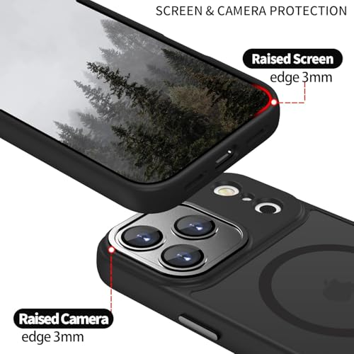 Image of VONZEE Magnetic Case Compatible with iPhone 17 Pro, MagSafe Compatible Slim Translucent Matte Shockproof Protective Phone Cover, Anti-Fingerprint Full Camera Protection Back Case, Black