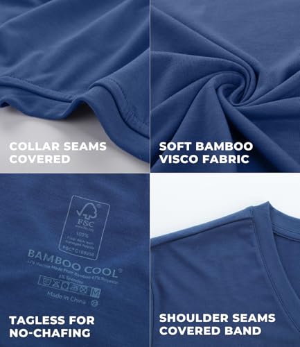 Image of BAMBOO COOL Men's Undershirts V Neck, Moisture-Wicking Soft T-Shirts 3 Pack | Stay Tucked Classic Fit Tag-Free, Softness Breathable Comfort Cooling, V-neck t shirts for men, Summer T's, Short Sleeves Tee