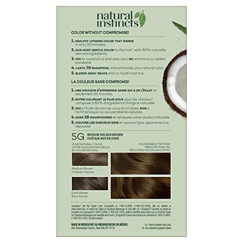 Clairol Natural Instincts Demi-Permanent Hair Dye, 5G Medium Golden Brown Hair Color, Pack Of 3 #TOP1