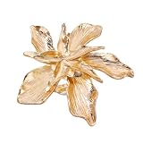 Flgtby Gold Oversized 3D Floral Adjustable Ring for Women - Bold Statement Jewelry, Luxury Textured Flower Design, Hypoallergenic Alloy - Unique Fashion Accessories,Exaggerated and Stylish