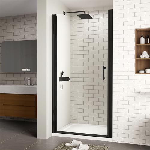 ACE DECOR 34-35.4" W x 72" H Frameless Pivot Shower Door, Matte Black by ACE DECOR - Used condition - US$225.99