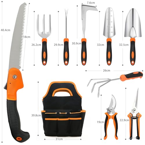 MQHUAYU MQHUAYU Gartenwerkzeug Set, 10 Stück Heavy Duty Gartengeräte Set, Gartenset Werkzeug für Gartenarbeit, Geschenke für Frauen und Männer - Detailansicht 2 | TV | Video | Foto