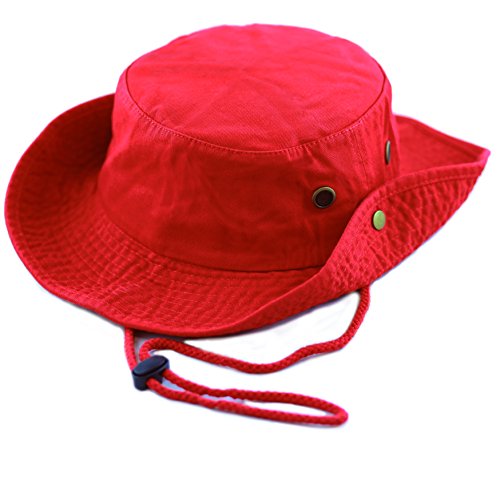 The Hat Depot 300N1510 Wide Brim Foldable Double-Sided Outdoor Boonie Bucket Hat (L/Xl, 2. Cotton - Red) #TOP1