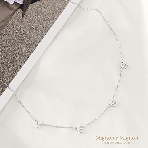 MignonandMignon Personalized Your Name Necklaces for Mom Women Multiple Initial Sideways Charm Custom Jewelry Minimalist Friendship Gift -RIN