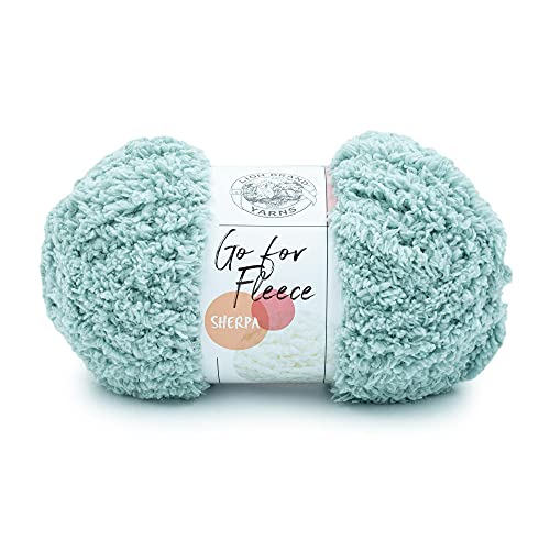 Lion Brand Yarn, Go for Fleece Sherpa Yarn, Seafoam, Blue, 1 Pack