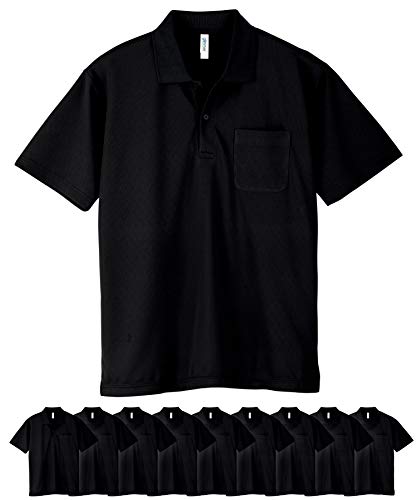 (グリマー)glimmer 00330-AVPドライ ポロシャツ 半袖 (ポケット付)10枚セットメンズ (ブラック,3L)