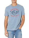 Manga corta Nautica Jeans Co. Men\'s Naval Station Graphic T-Shirt, Deep Anchor Heather, Large