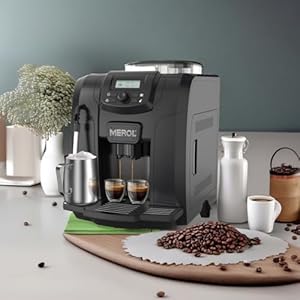 MEROL Fully Automatic Espresso Coffee Machine, 19 Bar Cafe Maker Built-in Adjustable Grinder and Manual Milk Frother Steam Wand, for Cappuccino Latte Macchiato, for Coffee Lover, ME-715, Black MEROL Fully Automatic Espresso Coffee Machine 19 Bar Cafe Maker Built in Adjustable Grinder and Manual Milk Frother Steam Wand for Cappuccino Latte Macchiato for Coffee Lover ME 715 Black