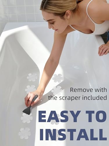 Miniatura 6 de Secopad Pegatinas Antideslizantes Para Bañera, Bandas De Seguridad Para Ducha, Apliques Adhesivos Con Raspador Premium Transparente