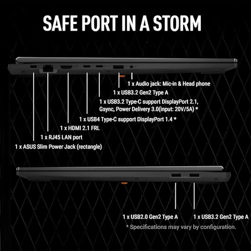 TUF Gaming A18 Gaming Laptop | 18" WUXGA IPS 144Hz | AMD 8-Core Ryzen 7 260 | 32GB DDR5 2TB SSD | NVIDIA GeForce RTX 5060 (572 AI Tops) | Tastiera retroilluminata USB 4 Win11 Pro con accessorio - Notebook - Immagine 8