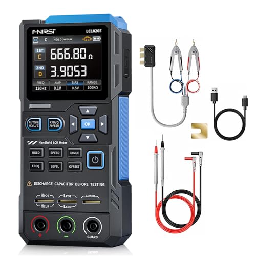 FNRSI LC1020E LCR Meter, 19,999 Counts Resistor Inductor Capacitor Tester, Auto Component Detect, Measures ESR/Q/D/θ/X, 2.8” Color TFT, Dual Parameter Display, Sorting & Open/Short Calibration