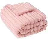 HOMRITAR Fleece Baby Blanket 3D Striped Blanket for Toddler Girls Boys, Ultra Soft Cozy Fluffy Infant Newborn Receiving Blankets for Crib Stroller 30 ×40 inches Pink