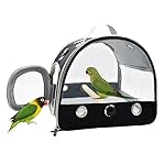 Bird Travel Carrier with Standing Perch,Lightweight Breathable Parrot Cage, Small Pet Carrier Bag with Shoulder Strap,Bird Rat Guinea Pig Squirrel Carrier (Black)