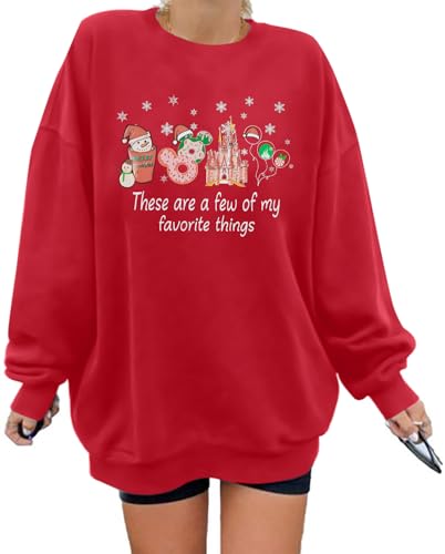 Myhalf Christmas Sweatshirt Women Xmas Shirts: Oversized Merry Christmas Crewneck Sweater Funny Magical Snowman Graphic Tops Red thumb #1