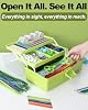 TERGOO 12in 3-Layer Plastic Craft Organizers and Storage, Portable Folding Tackle Box with Handle & Adjustable Dividers, Multipurpose Case for Sewing, Art Supplies, Medicine, Tools (Green) #4