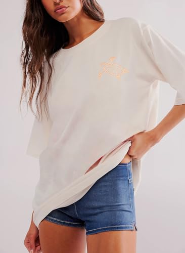 Image of Summer Oversized Flower Graphic Tees Y2k Coastal Beach Palm Surfboard Tops Baggy T-Shirts Teen Girls Preppy Clothes