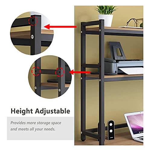 Tmucung Computer Desktop Bookcase, 2-Tier Multipurpose Countertop Hutch Display Shelf, Adjustable Wood Rack Organizer For Home Dorm Office Supplies - Brown #TOP3