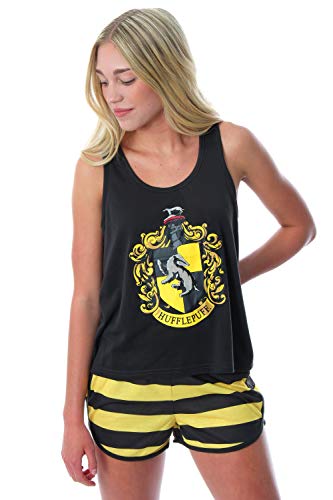 Harry Potter Women's Hogwarts House Racerback Tank Shorts Pajama (Hufflepuff, XL)