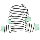 ICOUCHI 犬のパジャマ ロンパース つなぎ 秋冬適用 綿製 ドッグウエア Tシャツ 小中型犬 洋服 おしゃれ かわいい バナナ柄 防寒 保温 通気 部屋着 寝間着 ルームウェア お出掛け用 散步 ボーダー柄 (XL, ブラック（ボーダー柄）)