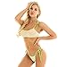 iEFiEL Women See Through Micro Bikini Mesh Micro Bra Top with G-String Thong Bathing Suit Mini Swimwear White&Green One Size