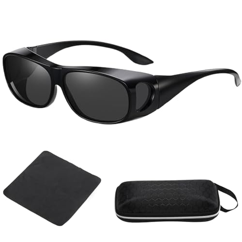 Qanye Lunettes De Sport Polarisées pour Homme et Femme - Surlunettes De Soleil pour Cyclisme, Pêche, Noir